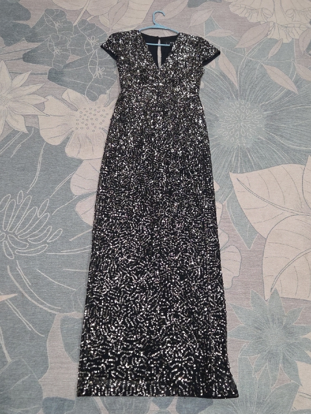Nicole Miller Black Sequin Maxi Dress